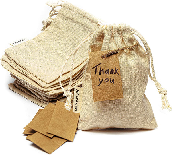 LEAFICO Reusable Cotton Bags X-Small 3x4 - Cloth Gift Bags with Drawstrings  for Jewelry Home Supplies Christmas Wedding Party Favor Bags Muslin Fabric  Bag - Linen Pouch Sachet Bulk Bags (25pack) :
