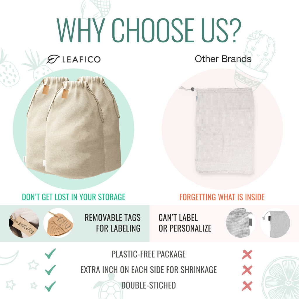 Multipurpose Reusable Cotton Bags XX-Large 19x23 – Leafico