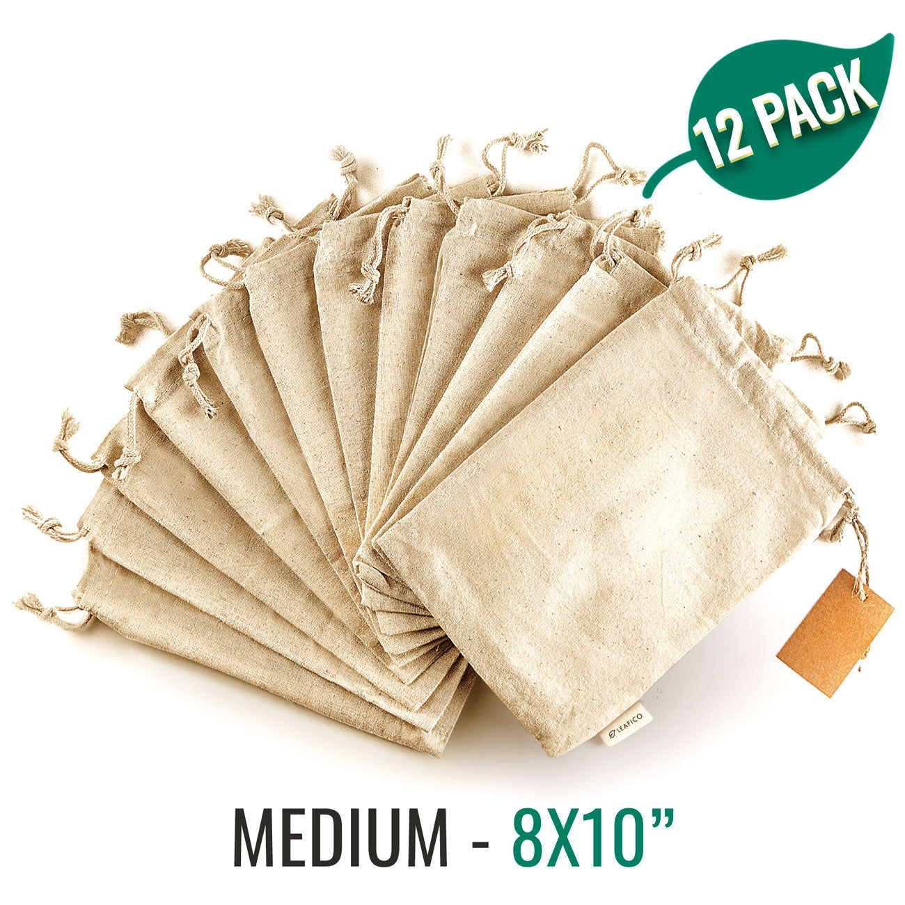 Multipurpose Reusable Cotton Bags Medium 8x10 – Leafico