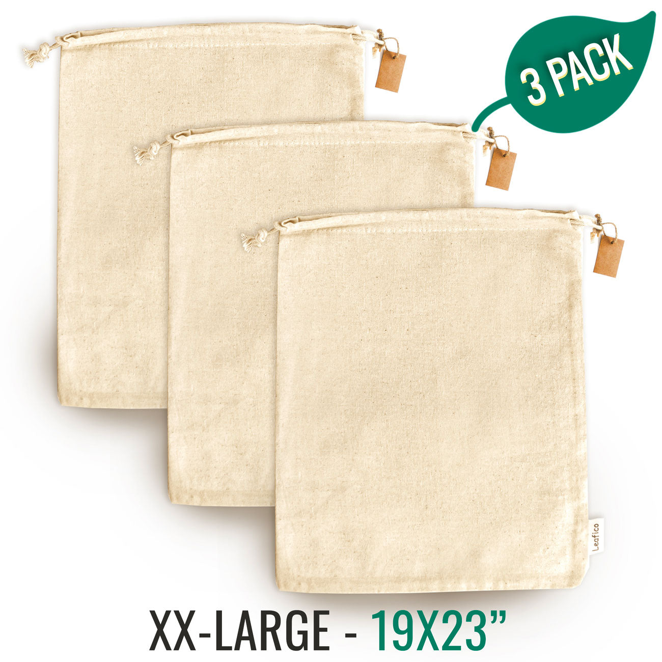 Multipurpose Reusable Cotton Bags XX-Large 19x23"